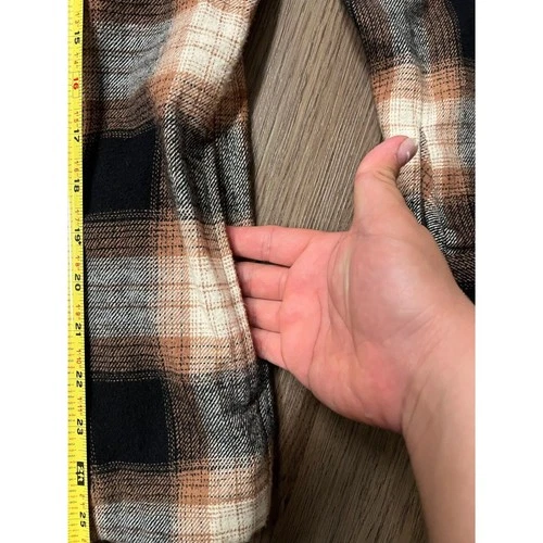 Stan Ray Mens Large Brown Black Plaid Full Zip Cotton Flannel Shirt Jacket image 5