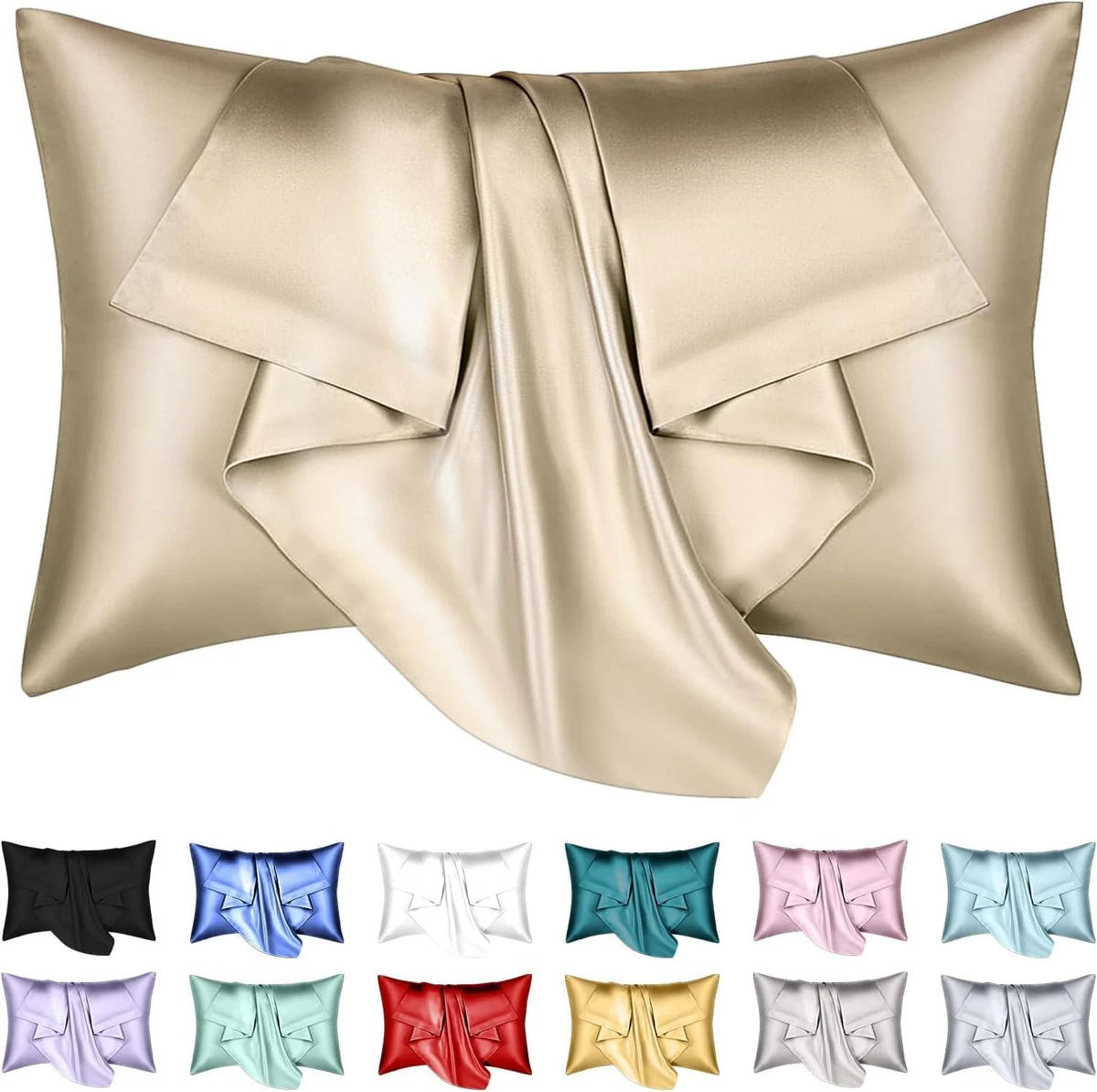 Juwenin Home Federa per cuscino, 100% pura seta naturale di Gelso da 19 momme su entrambi i lati, morbida e traspirante, evita le rughe, con cerniera nascosta, 1 pezzo, color cammello, 50