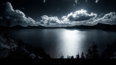Anime clouds nature lake monochrome landscape Play Gaming Mat Desk Game Desk