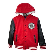 Champion Youth Varsity Bomber Jacket Small Faux Leather Sleeves Letterman Style