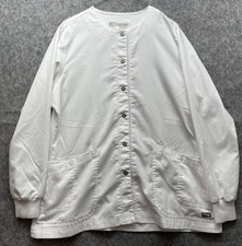 Grey's Anatomy by Barco Women  s White Medical Scrub Jacket Size L Snap-Front