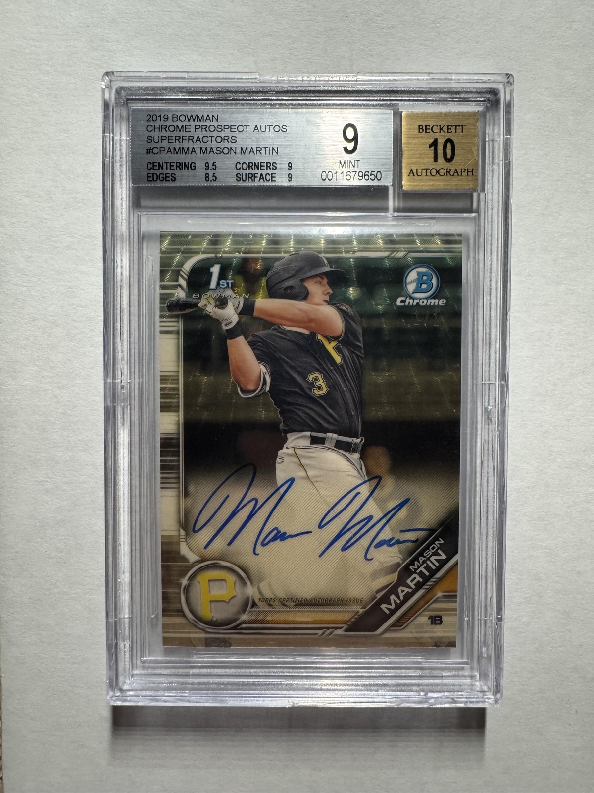 Mason Martin 2019 Bowman Chrome 1st Rookie Card RC Superfractor Auto 1/1 BGS 9