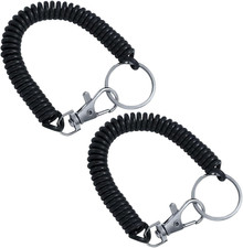 2 Pcs Black Coil Springs Keychain, Spiral Retractable Spring Coil