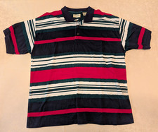 Vintage St. Johns Polo Horizontal Stripes XL Made in USA Cotton Short Sleeve