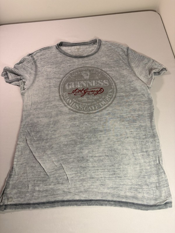 Guinness T-shirt Men's Lg Lucky Brand, Light Gray Wash, “The Perfect Pint”-BC3