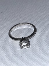 Vintage Cubic Zirconia Silver Tone Solitaire Ring