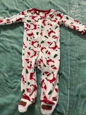 Carter s Baby Boy First Christmas Black Santa Fleece Footed Pajamas New 9M