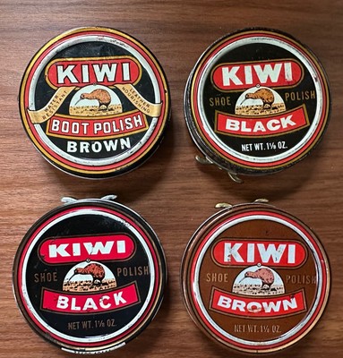 VINTAGE LOT of 4 KIWI BOOT SHOE POLISH TINS (4)