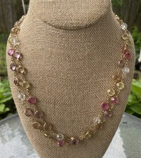Swarovski bezel set Pastel colored faceted crystal necklace signed