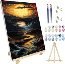 Paint by Numbers Kit for Adults with Frame, Landscape Paint by Number Canvas, Mo