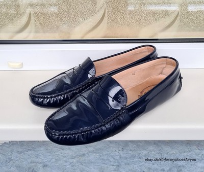 TOD'S Blue Patent Leather Loafers gr. EUR 42