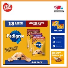 Choice Cuts in Gravy Variety Pack - 18 Soft Wet Dog Food Pouches, 3.5 oz Each