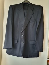 Men’s Canali Milano 2 Piece Dark Blue Single Breasted Pinstripe Suit 44"