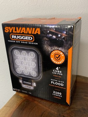 SYLVANIA Rugged 4'' Cube LED Light Pod Super Wide Flood 2100 Lumens Black