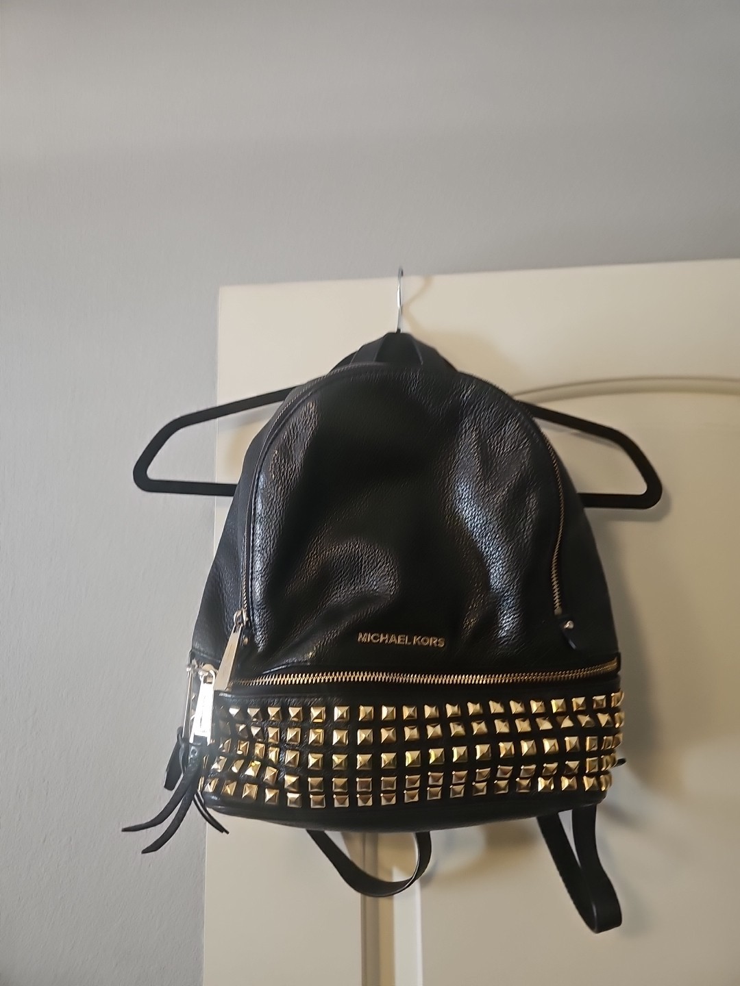 Michael Kors Bkack studded backpack EUC - image 1
