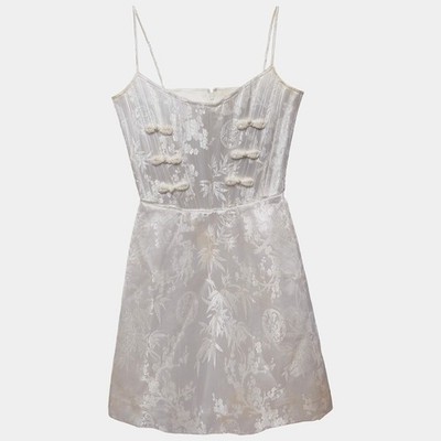 joey jacquard mini dress SaU Lee White Silk Jacquard Joey Mini Dress XS