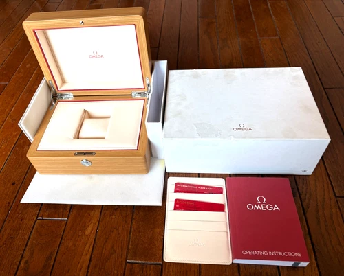 OMEGA Empty Wooden watch box with Manual & Accessories Good Condition #O78