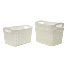 3 Pcs Set Loop Design Handy Basket 1.5L Storage Portable Tidy Shelves Organiser