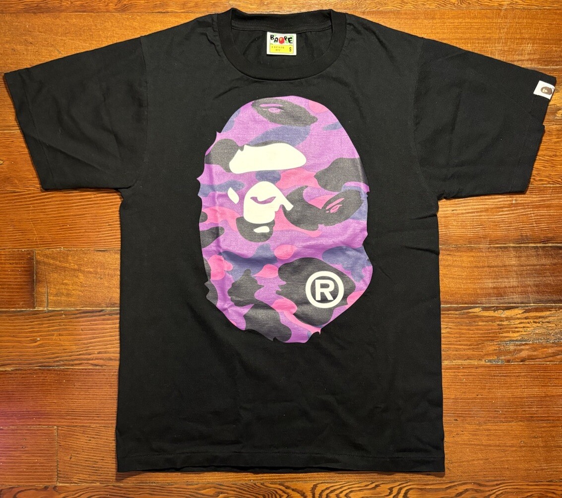 Authentic BAPE Purple Camo Big Ape Logo T-shirt Size S | eBay