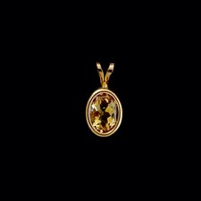 9ct Yellow Gold Oval Citrine Pendant (8mm x 6mm) - Optional Chain