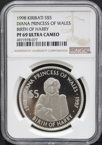 Kiribati 1998 Diana Princess of Wales Birth of Happy Silver Coin NGC 69