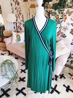 BODEN Green Blue WRAP DRESS 12L | eBay