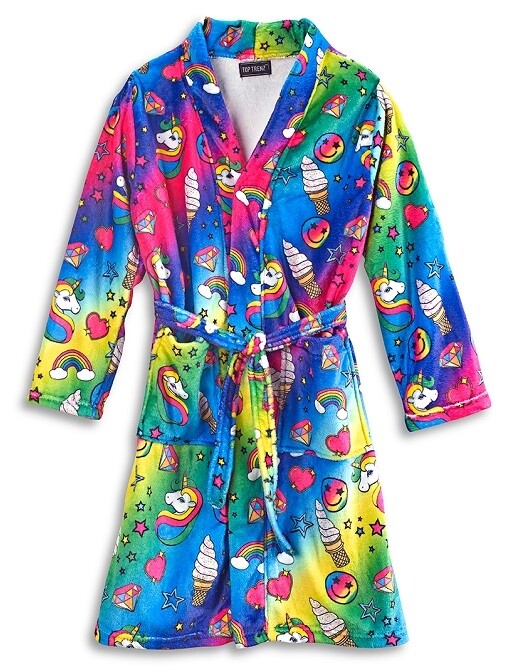 Top Trenz Unicorn Fantasy Rainbow Fuzzy Bath Robe Girls NWT eBay