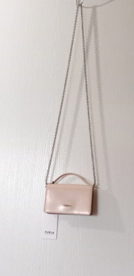 FURLA LEDER KARTENETUI MIT KETTE DAMEN FARBE ROSA HELLBEIGE
