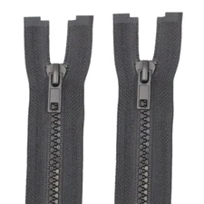 2PCS #5 21 Inch Black Separating Jacket Zippers Molded Plastic Bulk Sewing