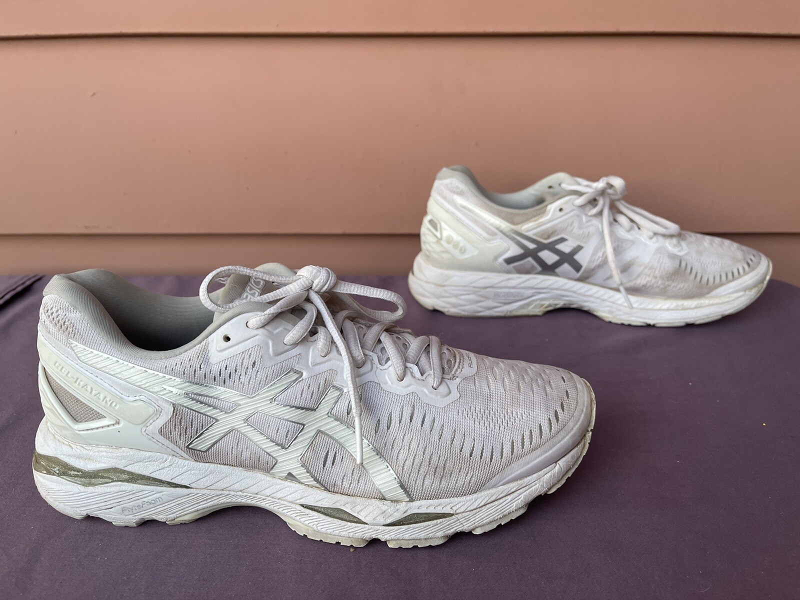Asics Gel Kayano 23 Women Us 8 5 Athletic Running Shoes White Silver T7n D6 Ebay