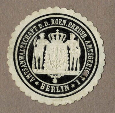 Seal stamp Prussia: Office B. D. KOEN. PREUSS. AMTSGERICHT I. BERLIN