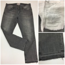 CURRENT ELLIOTT Gray The Cropped Straight Relaxed Raw Hem Jeans Womens sz 25