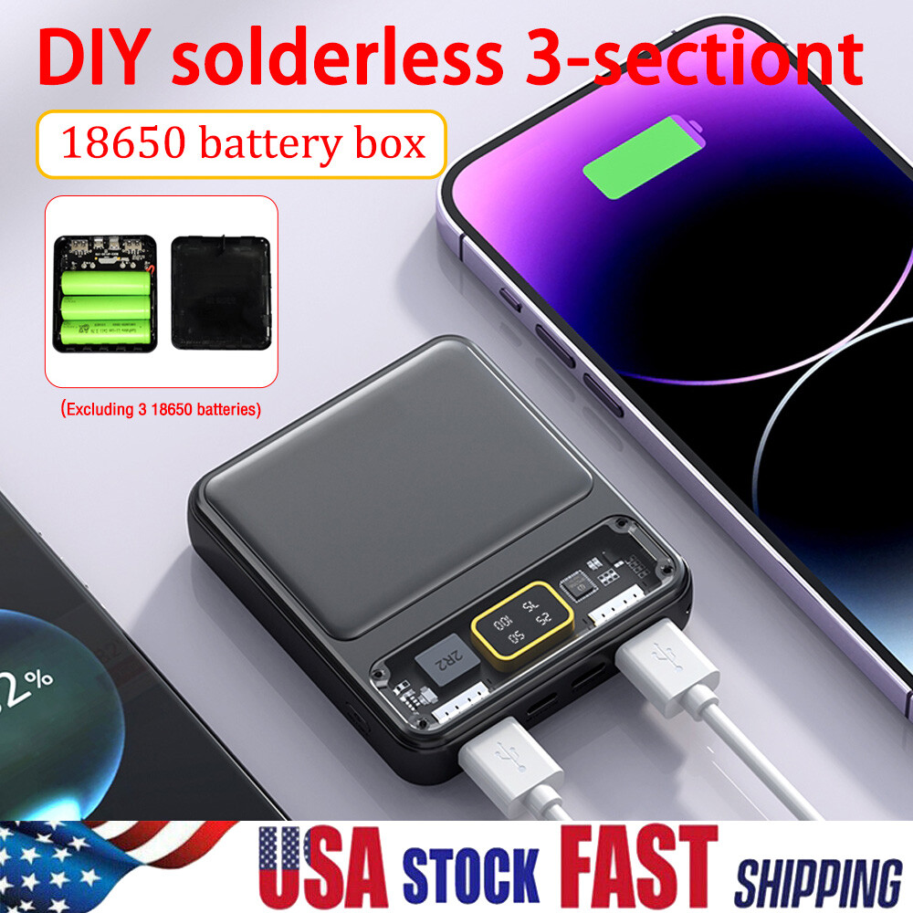 3-Slot 18650 Power Bank Case with Dual USB and LCD Display - DIY Charger Shell Kit-image