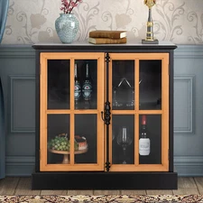 Sideboard Buffet Cabinet with Glass Door Display Cabinet Accent Storage Cabinet