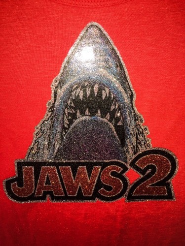 NOS 1970s JAWS shark 2 Movie vtg PAPER LABEL great white fishing Woman's T-Shirt - Picture 6 of 8