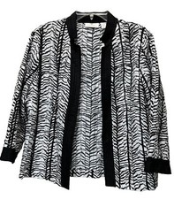 Chico s Black And White Open Cardigan Jacket Zebra Print Size 1 8 Professional