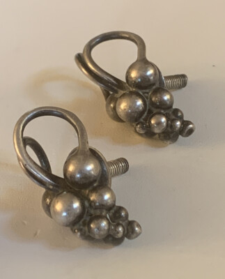 Sterling Silver Grape Antique Drawer Cabinet Pull Vintage Knob Victorian Dresser