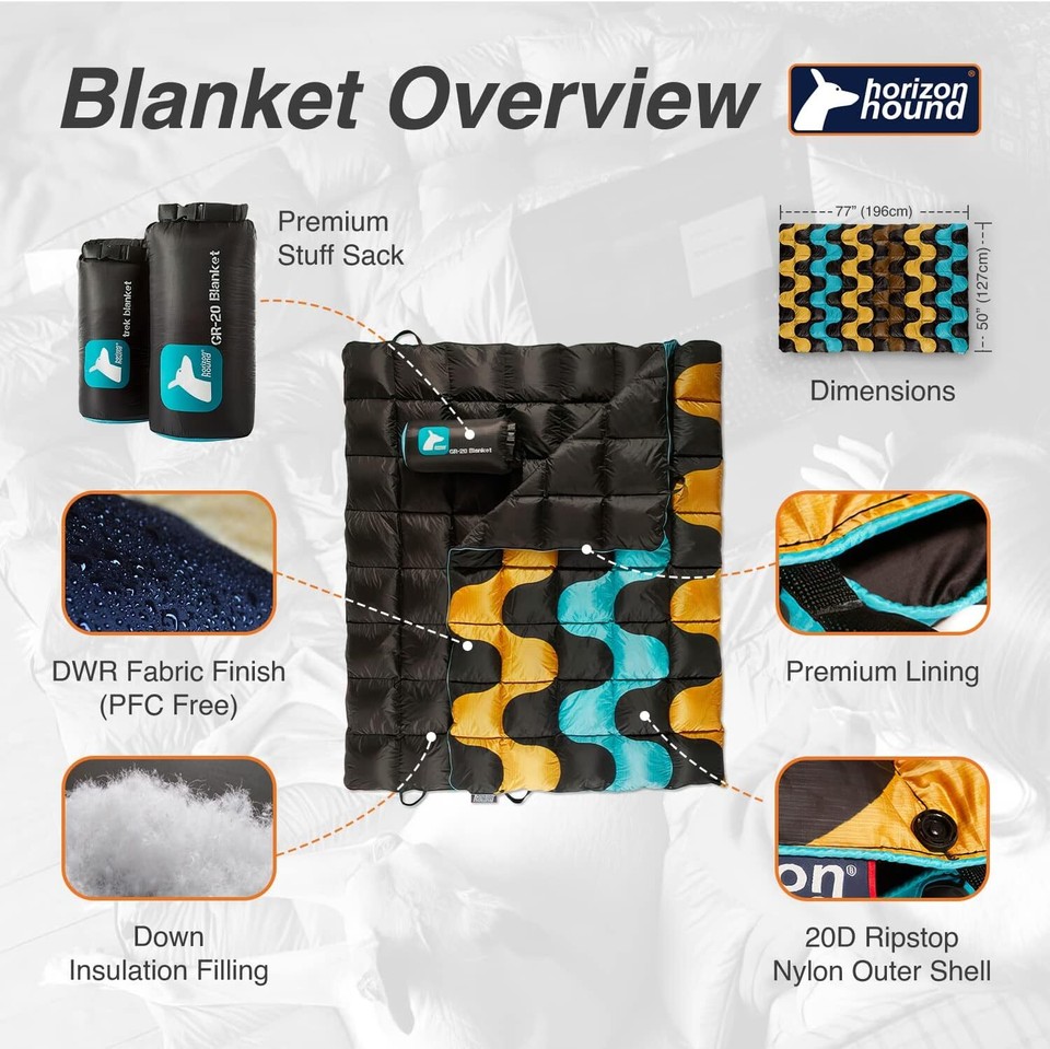 Horizon Hound Down Camping Blanket Sustainable Insulating Down eBay