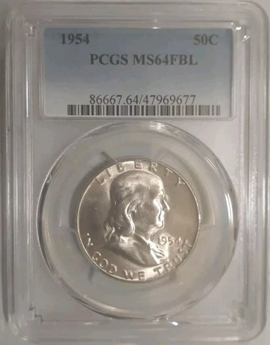 1954 50c Franklin Half Dollar PCGS MS64 FBL