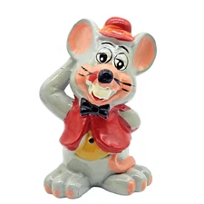 8" Vintage Ceramic Chuck E. " Cheese " Coin Bank  1980s Paint Your Own Rare HTF