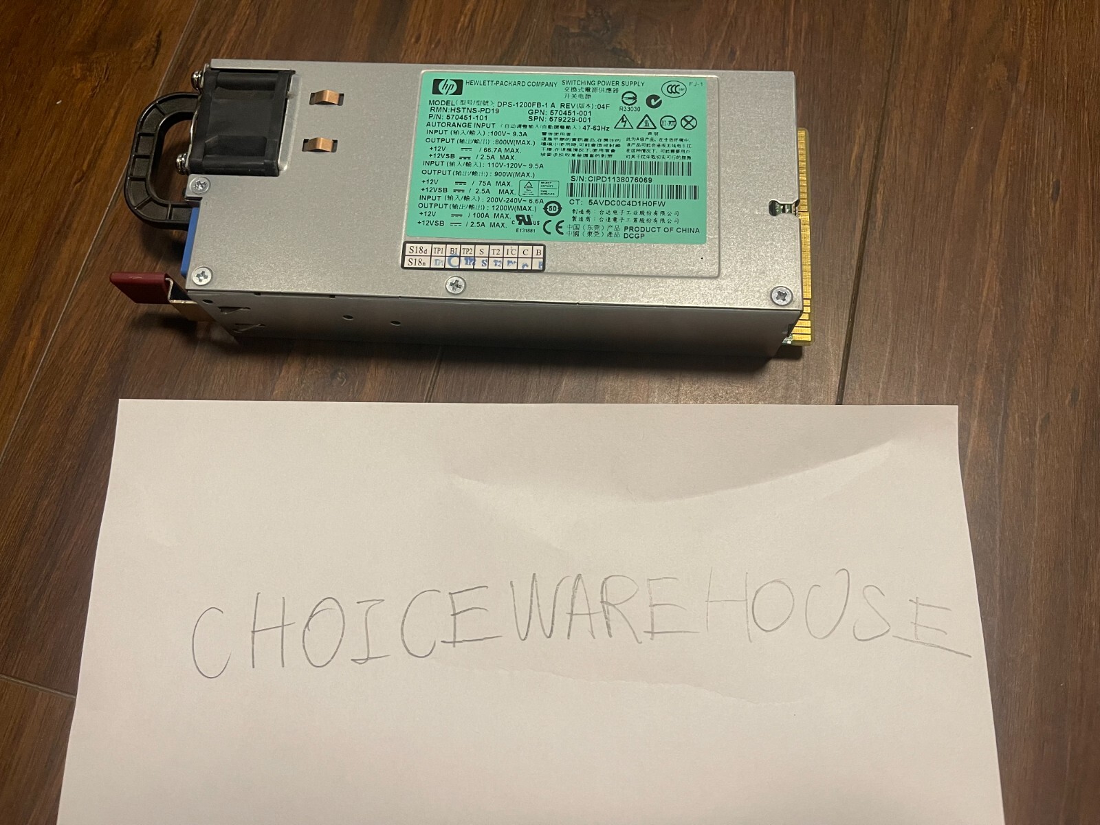 HP 1200W Power Supply DPS1200FB HSTNSPD19 570451101 579229001