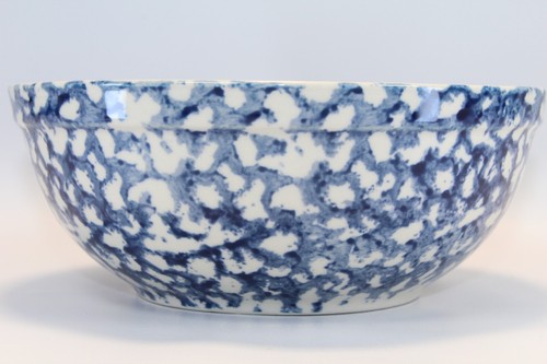 Gibson Housewares Medium Bowl 7" - Blue White Sponge Pattern rim lip - Picture 11 of 13