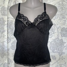 Vintage Aristocraft Camisole Black Coquette Lingerie Lace Trim Femme 34 USA