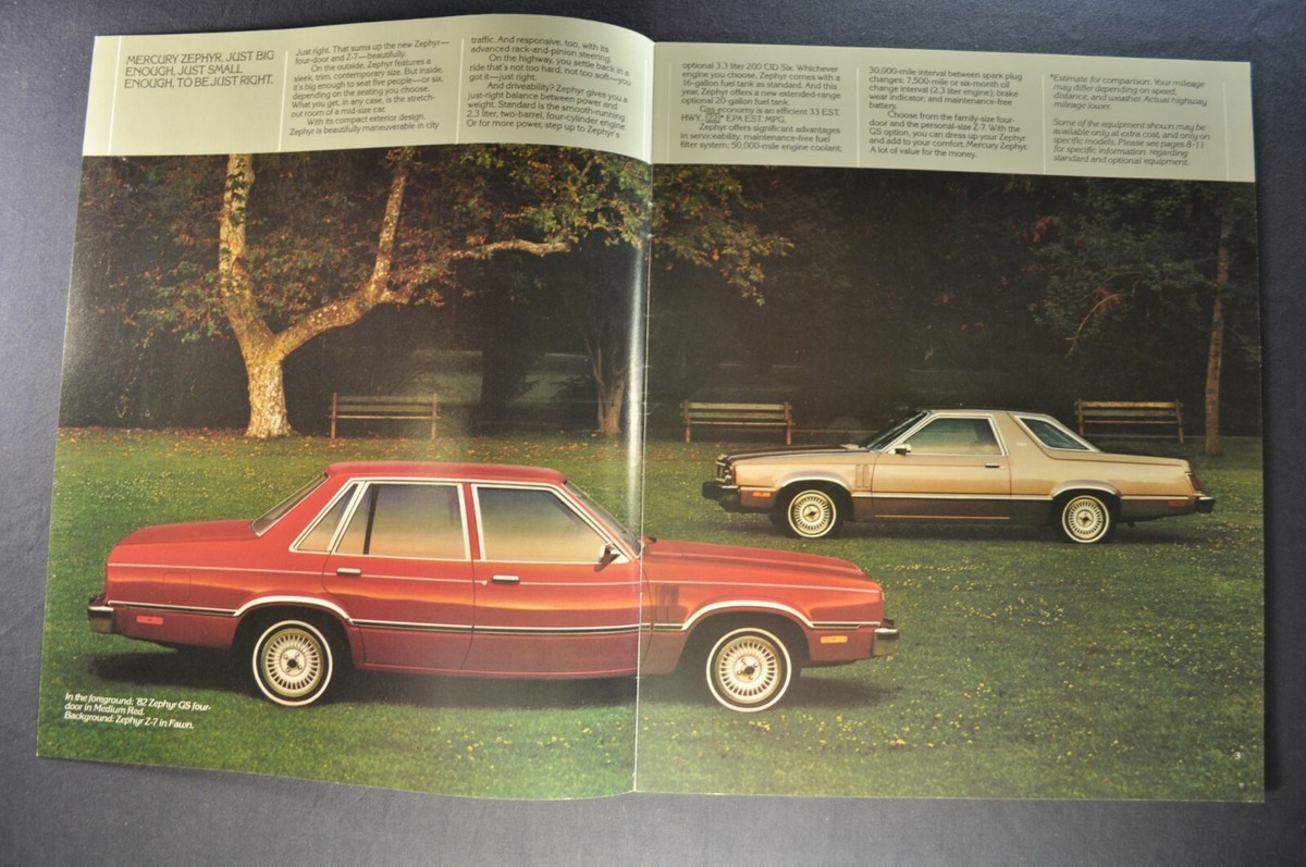 1982 Mercury Zephyr Brochure Z-7 Sport Coupe GS Sedan Excellent