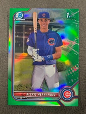 ALEXIS HERNANDEZ 2022 Bowman 1st Chrome GREEN REFRACTOR # 3/99 Cubs prospect