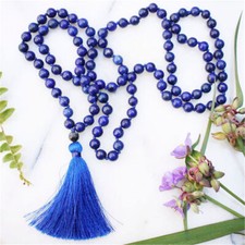 108 Mala Beads Prayer 8mm Lapis Lazuli Necklace Multi Strands Healing Yoga