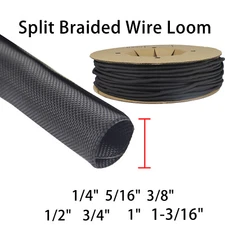 Braided Split-Sleeve Wire Cable Core Loom for High-Temp Automotive Harness Wrap