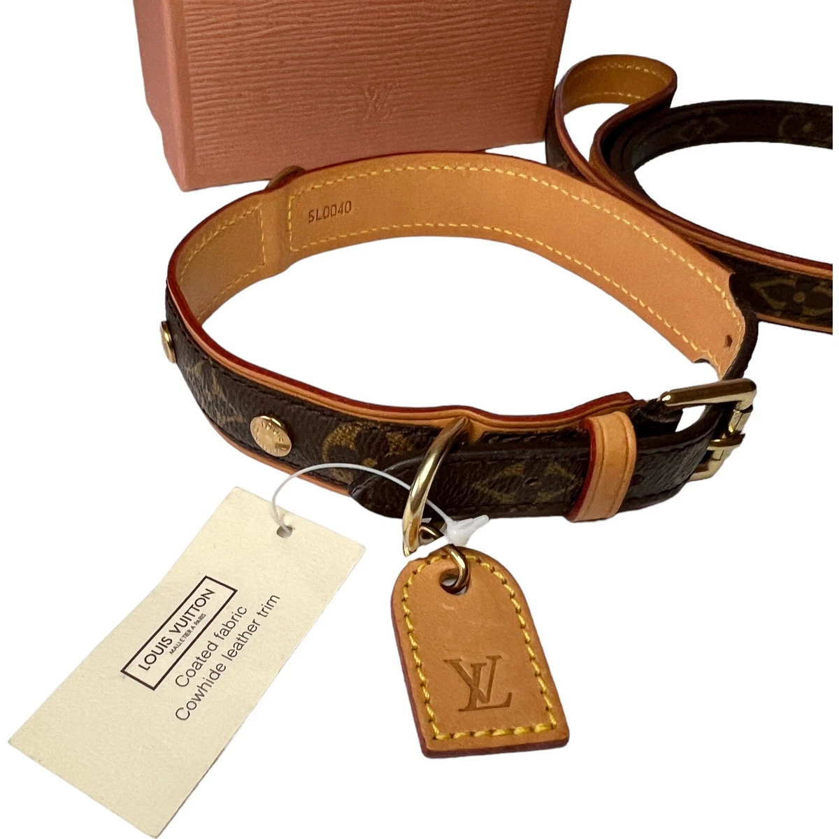 LOUIS VUITTON Baxter Dog Collar MM & Leash Set Medium Dog Unused SL0040  SL0979