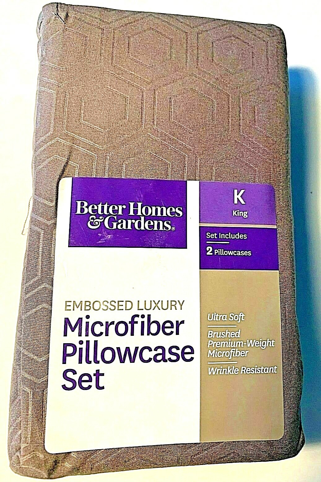 Better Homes Gardens 2pc Set KING Pillowcases Manatee Grey Embossed 