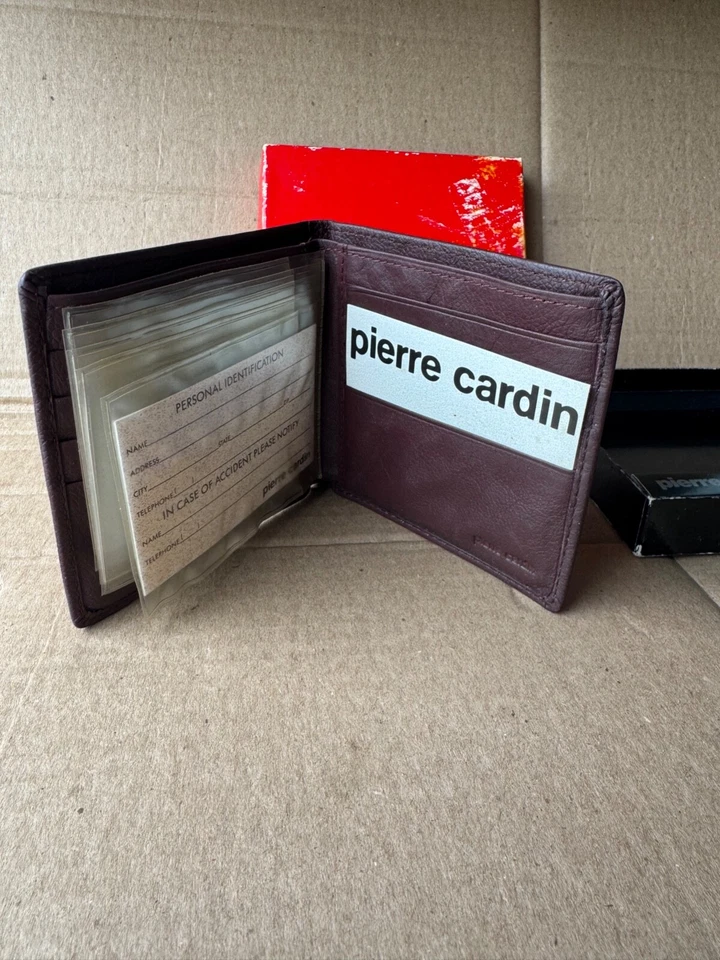 New Old Stock NOS Pierre Cardin Mens Wallet Genuine Leather Billfold - Image 3 of 4
